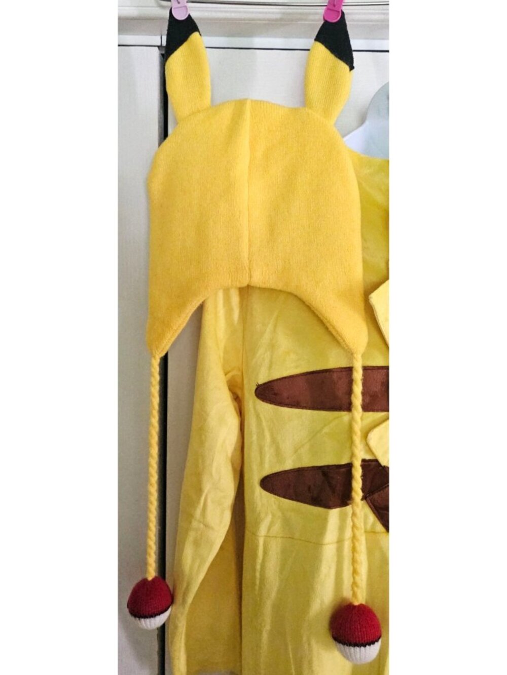 Pokemon Pikachu Costume Kids 10-12 Beanie Hat Trick or Treat Bag Tail Halloween - Picture 5 of 8